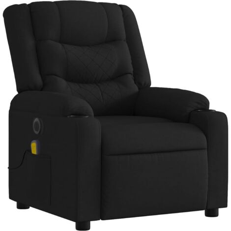 Poltrona relax TV reclinabile elettrica funzione massaggio 6 punti massaggio in tessuto nero DEC027226
