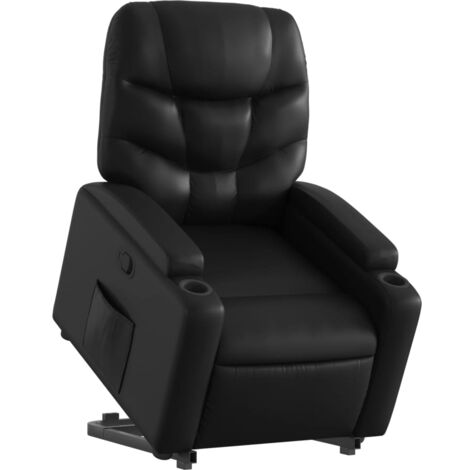 Poltrona relax TV rivestimento confortevole funzione sollevamento elettrico in PVC nero DEC028068