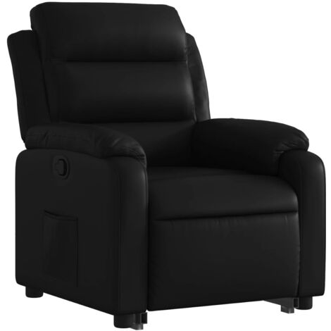 Poltrona relax TV rivestimento confortevole funzione sollevamento elettrico in PVC nero DEC028069