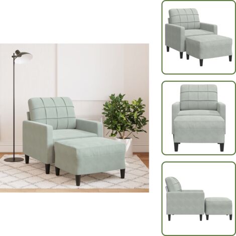 Poltrona relax - vidaXL Poltrona con Poggiapiedi Grigio Chiaro 60 cm in Velluto - Poltrona per casa