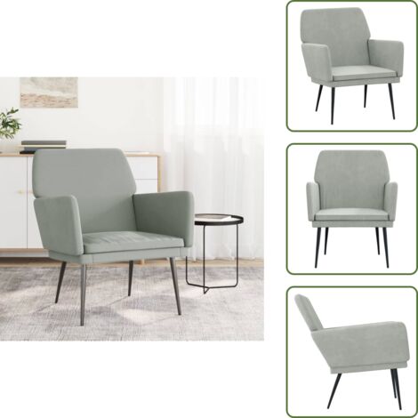 Poltrona relax - vidaXL Poltrona Grigio Chiaro 62x79x79 cm Velluto - Poltrona grigia