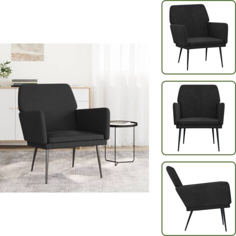 Poltrona relax - vidaXL Poltrona Nera 62x79x79 cm Velluto - Velluto morbido