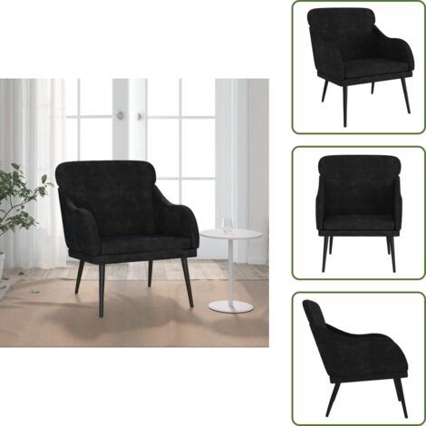 Poltrona relax - vidaXL Poltrona Nera 63x76x80 cm Velluto - Imbottitura in gommapiuma