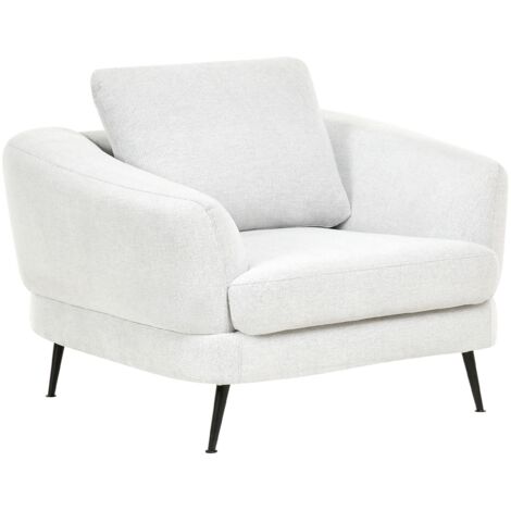 Poltrona Rivestimento in ciniglia con braccioli Gambe in ferro Soggiorno bianco sporco Kjaer