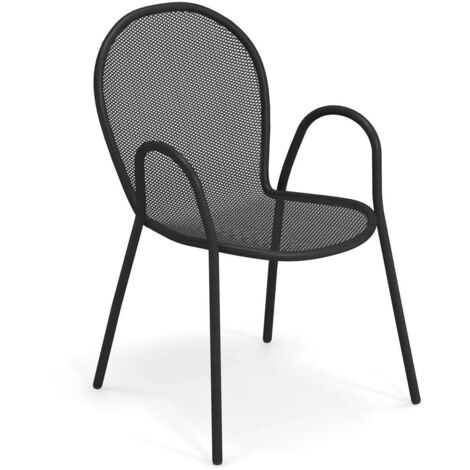 Poltrona Ronda in acciaio Nero 60x65x82h cm impilabile