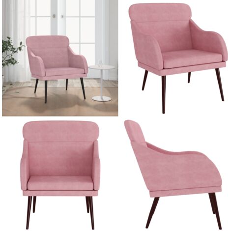 Poltrona Rosa 63x76x80 cm Velluto - Poltrona rosa - Seduta confortevole