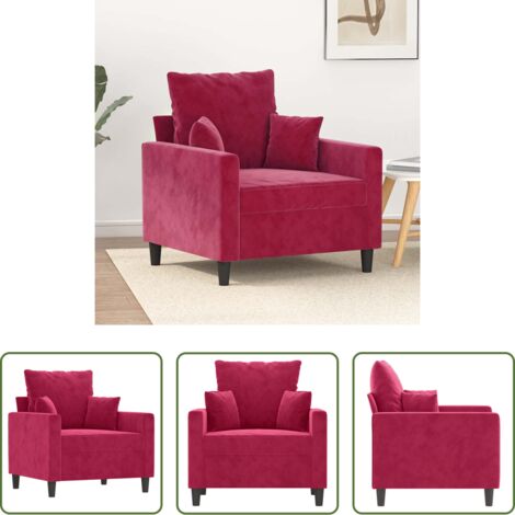 Poltrona rossa -  Poltrona Rosso Vino 60 cm Velluto