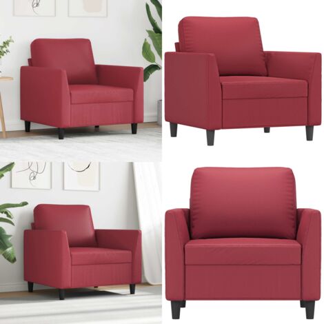 Poltrona Rosso Vino 60 cm in Similpelle - Poltrona rossa - Poltrona moderna