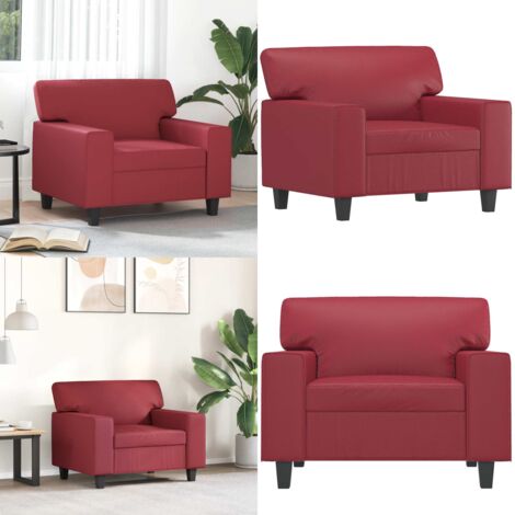 Poltrona Rosso Vino 60 cm in Similpelle - Poltrona rossa - Poltrona moderna