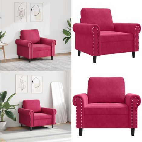 Poltrona Rosso Vino 60 cm Velluto - Poltrona rossa - Poltrona per casa