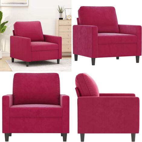 Poltrona Rosso Vino 60 cm Velluto - Seduta in velluto - Poltrona in metallo