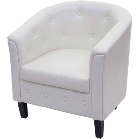 Poltrona salotto classica Newport T810 design vittoriano ecopelle 66x71x75cm bianco