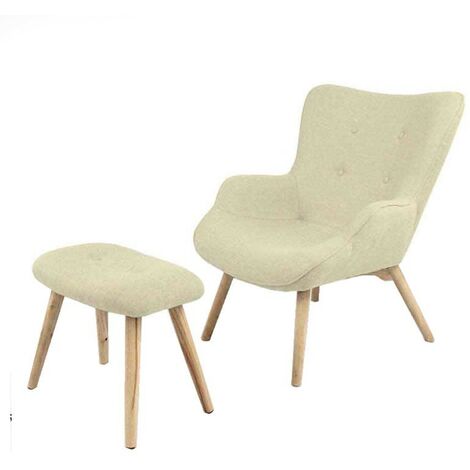 Poltroncina Salotto,sedia Da Interno Chaise Longue, Sedia In Tessuto Con  Struttura In Legno Sedia Reclinabile Pieghevole Regolabile In 5 Posizioni  Per Impieghi Gravosi Con Pouf Per Balcone Da Giardino : : Giardino