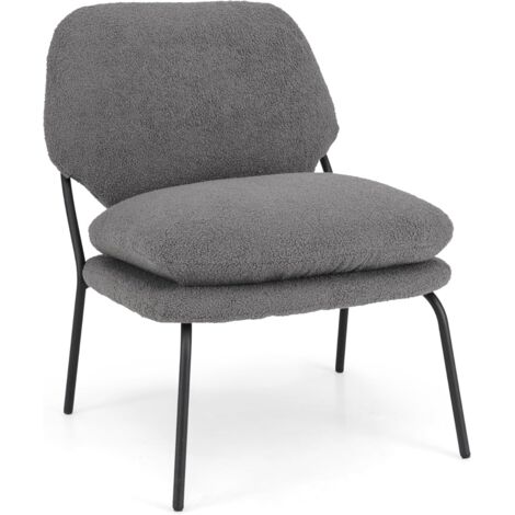 Poltrona salotto rivestimento peluche sedia decorativa senza braccioli Grigio