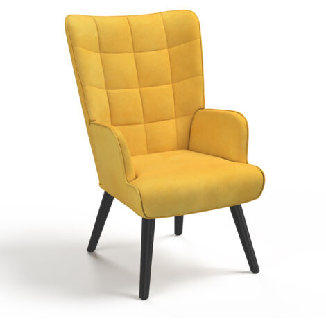 Poltrona scandinava ANIA in velluto giallo