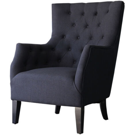 Poltrona scandinava "Duchesse" in tessuto - nero