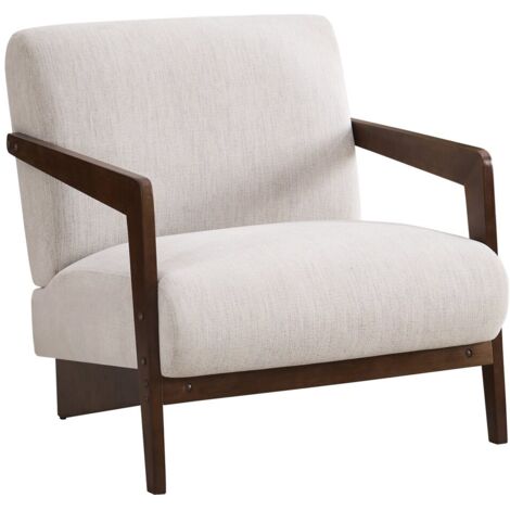 Poltrona scandinava in legno e tessuto "Lena" - Beige