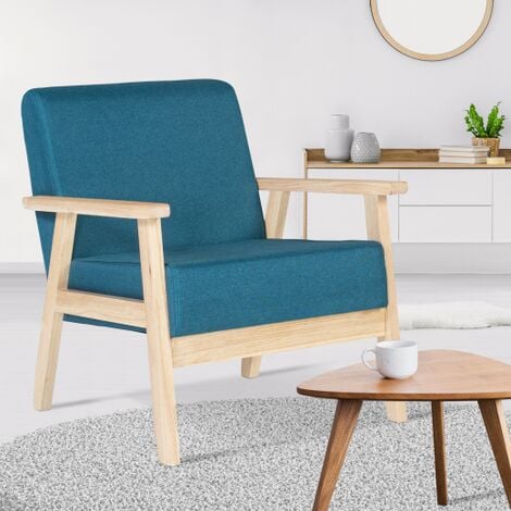 Poltrona scandinava rivestita in velluto blu Allison ES