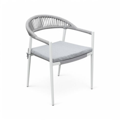 Poltrona sedia in alluminio con schienale in corda seduta in textilene 57x58xH76 cm