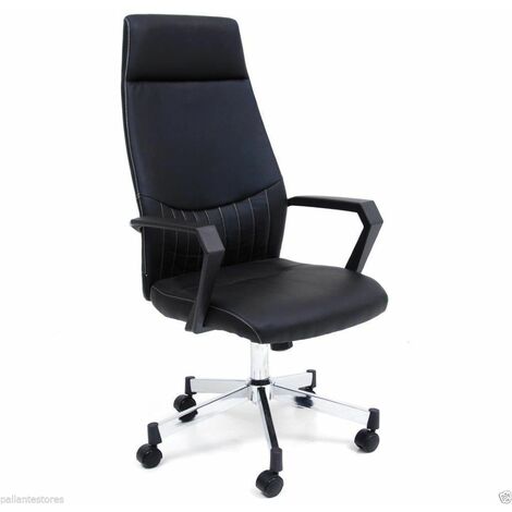 Poltrona sedia per ufficio direzionale mod. Sake nera base cromata