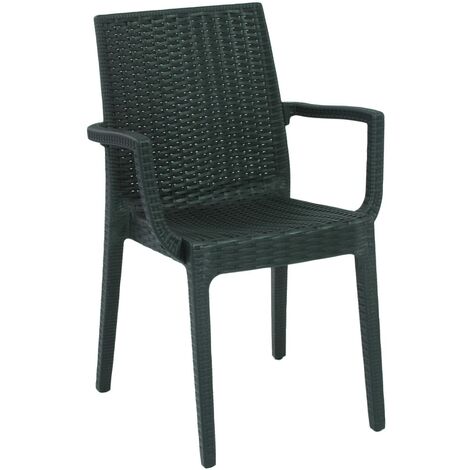 POLTRONA SEDIA RESINA DAFNE ANTRACITE EFFETTO RATTAN PER TERRAZZI BAR
