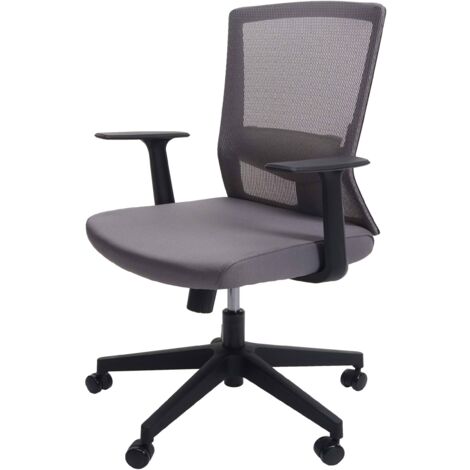 Poltrona sedia ufficio girevole ergonomica HHG-880 regolabile tessuto traspirante grigio
