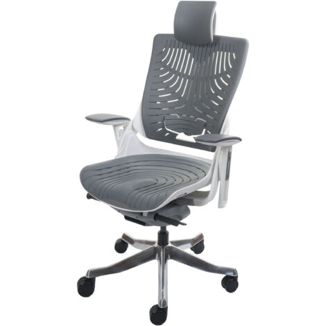 Poltrona sedia ufficio girevole regolabile MERRYFAIR Wau 2b ergonomica poggiatesta alluminio plastica bianco grigio