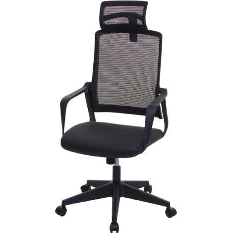 Poltrona sedia ufficio regolabile HHG-064 ergonomica design moderno ecopelle tessuto nero