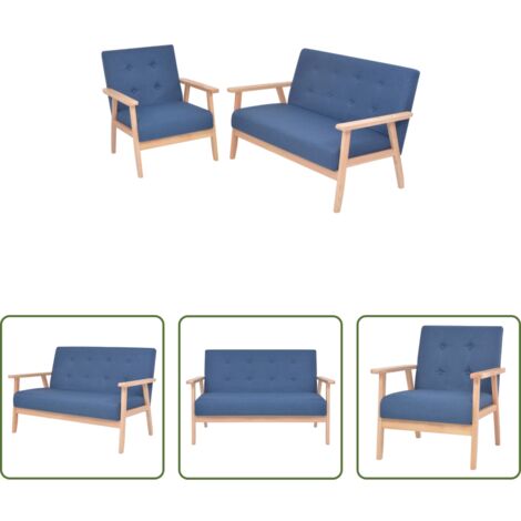 Poltrona -  Set di Divani 2 pz in Tessuto Blu