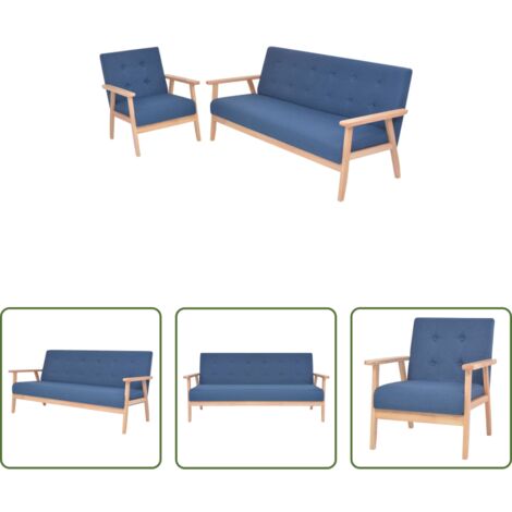 Poltrona -  Set di Divani 2 pz in Tessuto Blu