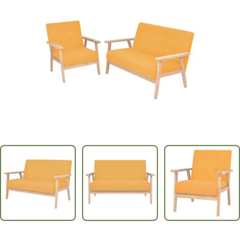 Poltrona -  Set di Divani 2 pz in Tessuto Giallo