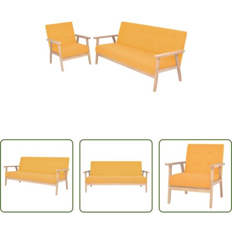 Poltrona -  Set di Divani 2 pz in Tessuto Giallo