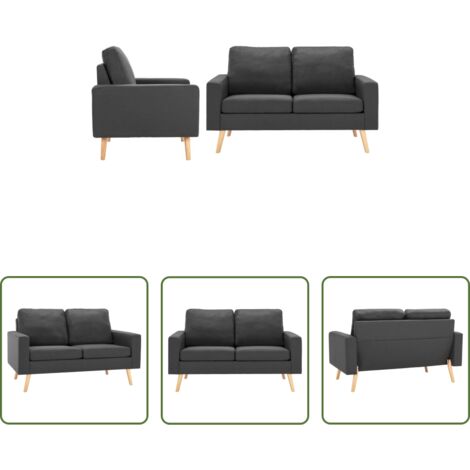 Poltrona -  Set di Divani 2 pz in Tessuto Grigio Scuro