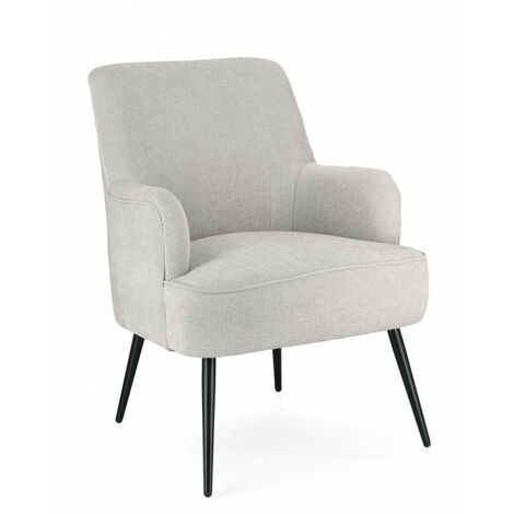 Poltrona Soggiorno 60x67x79 cm Adeline in Tessuto Grigio Chiaro
