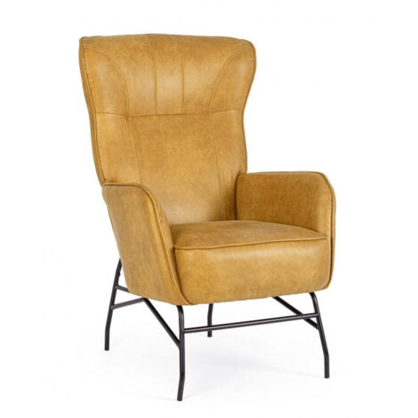 Poltrona Soggiorno 70x84x109 cm Nasira in Ecopelle Senape