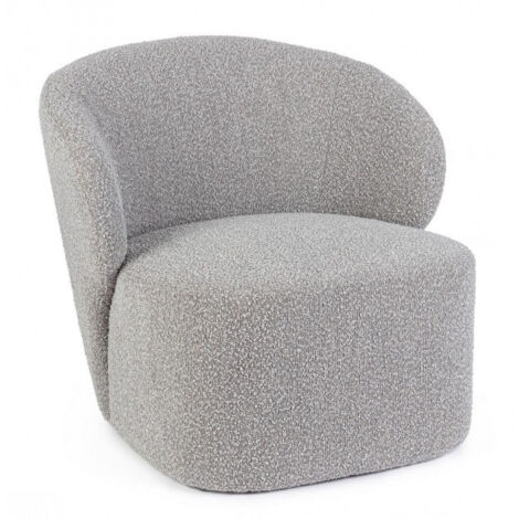 Poltrona Soggiorno 79,5x75,5x72 cm Babila in Bouclè Grigio