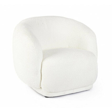 Poltrona Soggiorno 93x87x73 cm Tecla in Bouclè Bianco