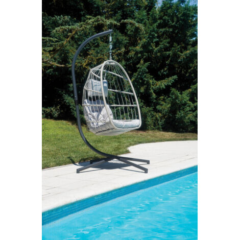 poltrona sospesa da esterno solaria in ferro antracite e grigio chiaro 96x115x196 cm