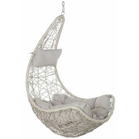 Poltrona sospesa da giardino dkd home decor 82 x 75 x 125 cm metallo rattan sintetico grigio chiaro (82 x 75 x 125 cm)