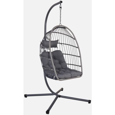 SWEEEK Poltrona sospesa in acciaio, rattan, poliestere