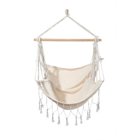 Poltrona Sospesa Rebecca Mobili Edera 130x90x130 Policotone Canvas Beige Boho