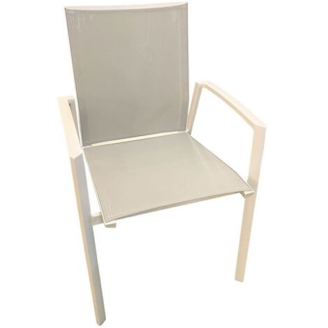 Poltrona Stange in Alluminio Bianco e Textilene Grigio,57 x 57 x H 88 cm,Impilabile