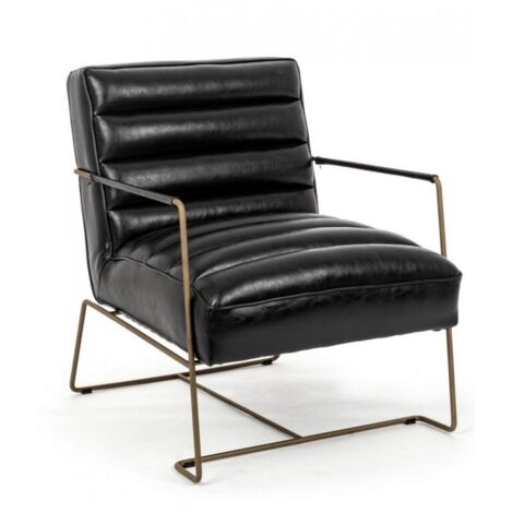 Poltrona struttura in acciaio verniciato e seduta rivestita in similpelle nero 62,5x74x80-45-56h cm