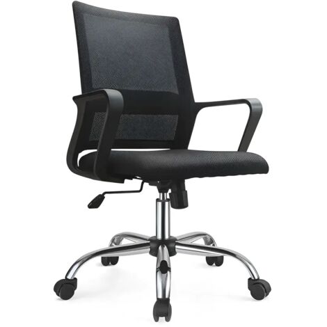 Poltrona ufficio con schienale in rete colore nero e base cromata - C835