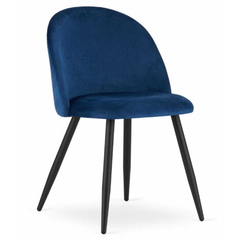 Poltrona Valora Bello in velluto blu navy con piedi neri