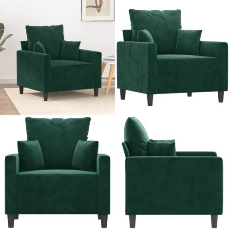Poltrona Verde Scuro 60 cm Velluto - Poltrona in velluto - Poltrona morbida
