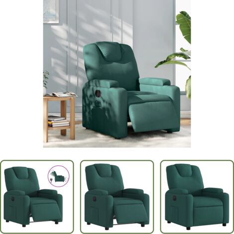 Poltrona verde scuro -  Poltrona Elettrica Reclinabile Verde Scuro in Tessuto