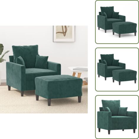 Poltrona verde scuro - vidaXL Poltroncina con Poggiapiedi Verde Scuro 60 cm in Velluto - Poltrona in velluto