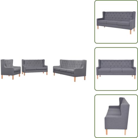 Poltrona - vidaXL Set Divani 3 pz in Tessuto Grigio - Divano a 2 posti