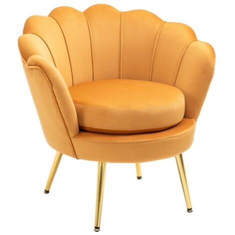 POLTRONA VINTAGE DI DESIGN IN VELLUTO GIALLO